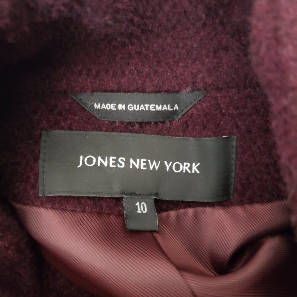 Jones New York Womens 10 Soft Alpaca Wool Blend Long Coat Jacket Lined Wine - Picture 11 of 11